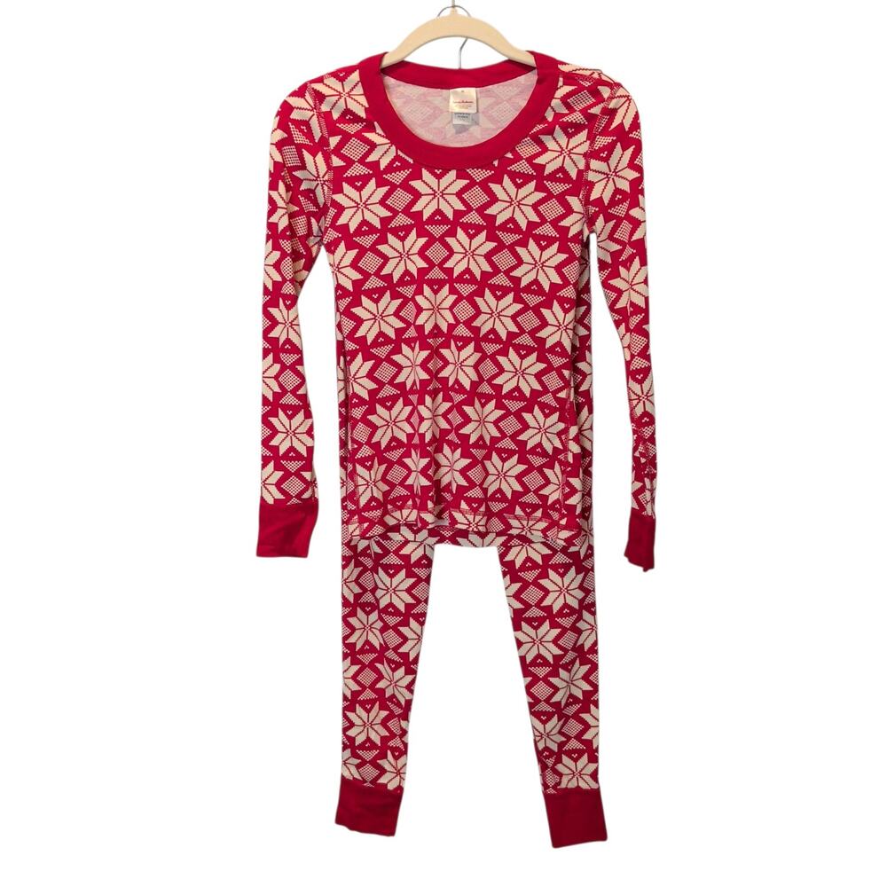 Hanna Andersson Sz XS Red Snowflake Holiday Pajama Set Family Matching Cotton